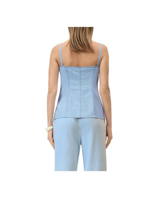Closed Blue Sleeveless Tops