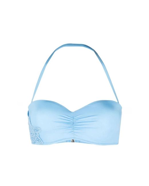 Ermanno Scervino Ondergoed ,Blauw ,Blauwe Bandeau Bikinitop Met Ruches in het Blue