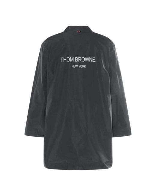 Thom Browne Jassen ,Grijs ,Logo-Print Enkelrijige Jas in het Black