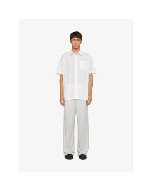 Givenchy Gestreept Katoenen Voile Kortemouw Overhemd in het White voor heren