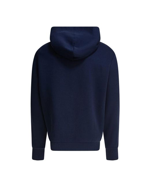 Polo Ralph Lauren Blue Double-Knit Logo Drawstring Hoodie for men