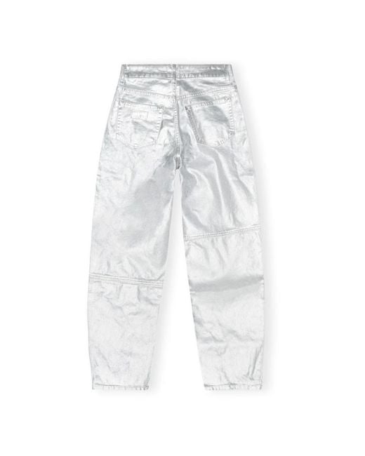 Ganni White Straight Trousers