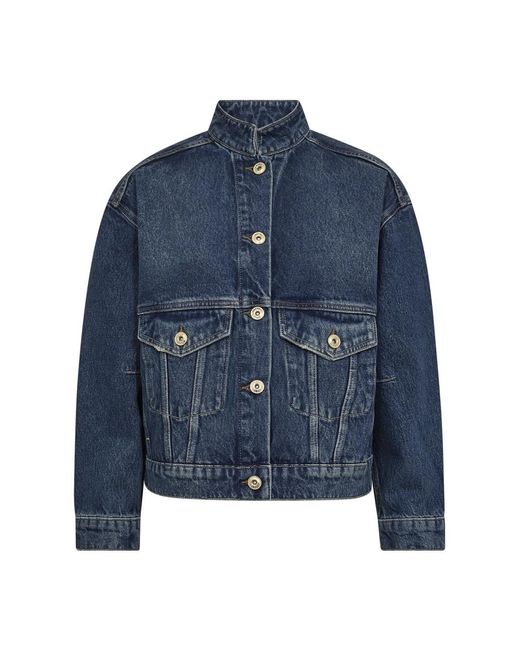 Mos Mosh Jassen ,Blauw ,Denim Blauwe Denimjack Met Decoratieve Stiksels in het Blue