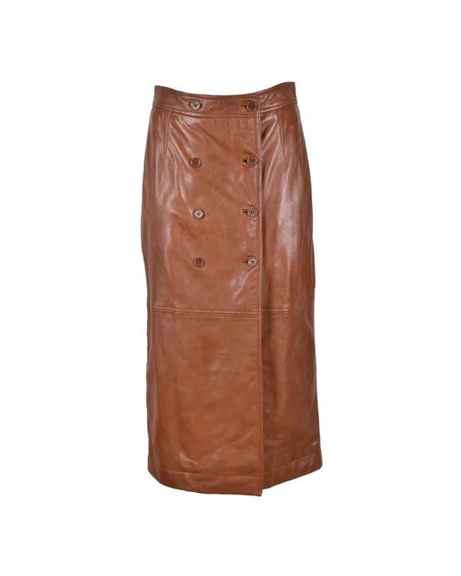 Leather Skirts Alberta Ferretti de color Brown