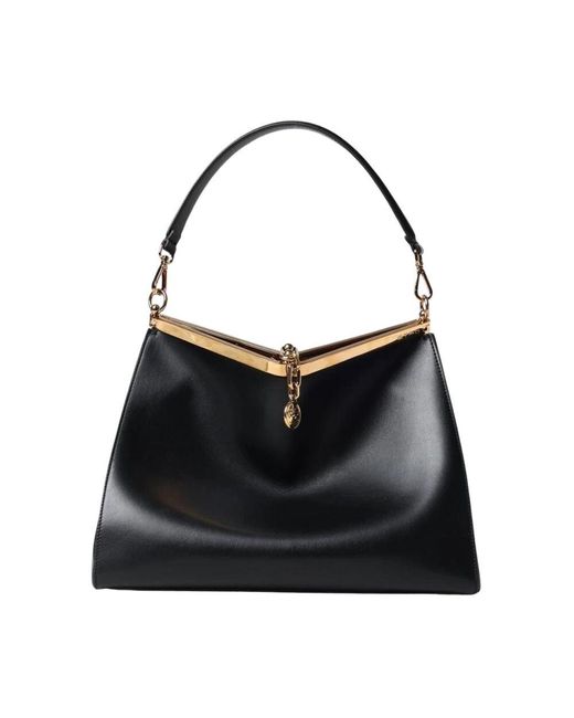 Etro Black Schwarze Leder Schultertasche Verschluss