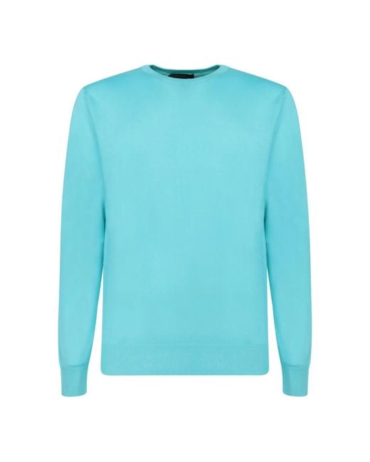 Round-Neck Knitwear Moorer de hombre de color Blue