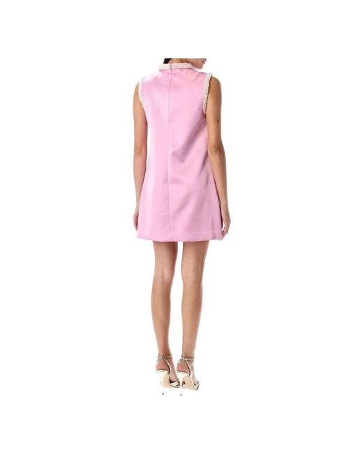 Self-Portrait Pink Rosa perlenbesetztes satin minikleid
