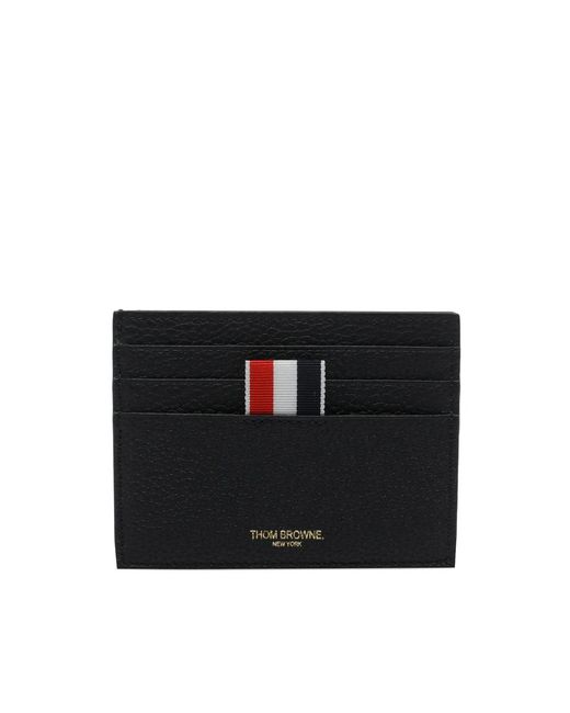 Thom Browne Black Cardholder Pebbled Leather for men