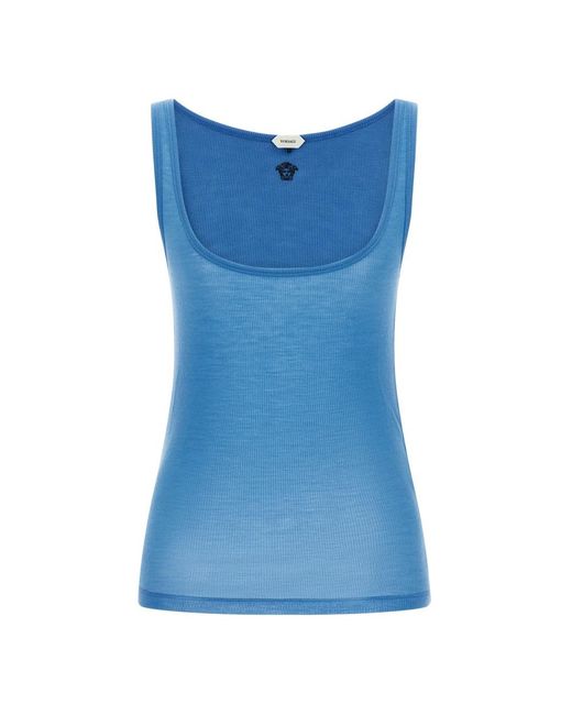 Versace Blue Sleeveless Tops