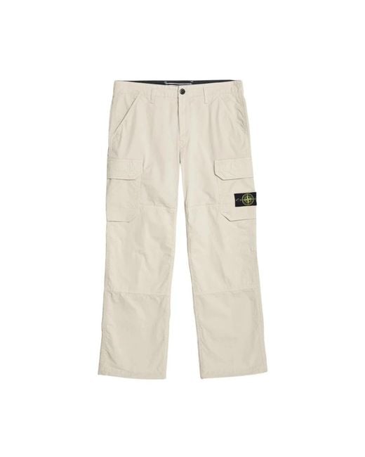 Stone Island Natural Straight Trousers for men