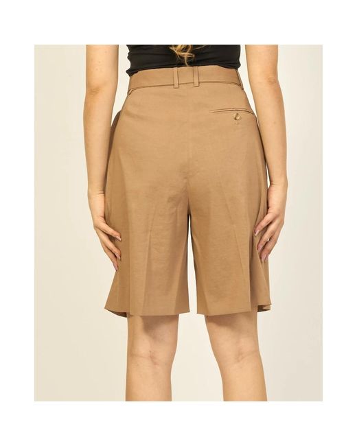 Boss Brown Hohe taille leinenmischung shorts