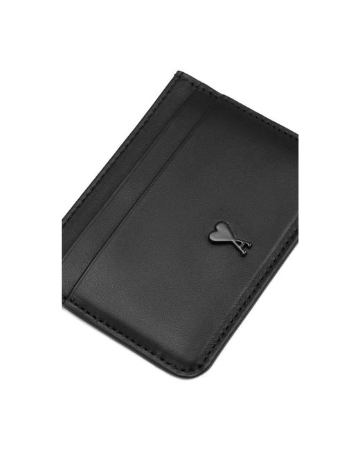 AMI Accessoires ,Zwart ,Leer Zwarte Portemonnee Accessoires Stijlvol in het Black voor heren