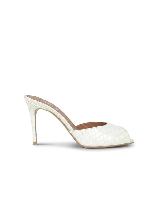 Paris Texas White Heeled Mules