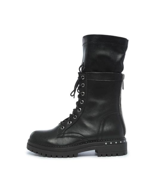 CESARE GASPARI Black Hohe Kampf Schnürstiefel