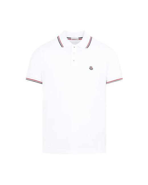 Moncler Tops ,Wit ,Katoen Polo T-Shirt in het White voor heren
