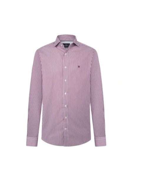 Hackett Overhemden ,Rood ,Denim Bengal Stripe Shirt in het Purple voor heren