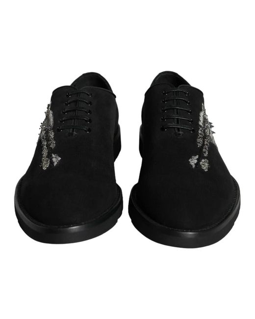 Dolce & Gabbana Schwarze wildleder sicilia schnürschuhe formale schuhe in Black für Herren