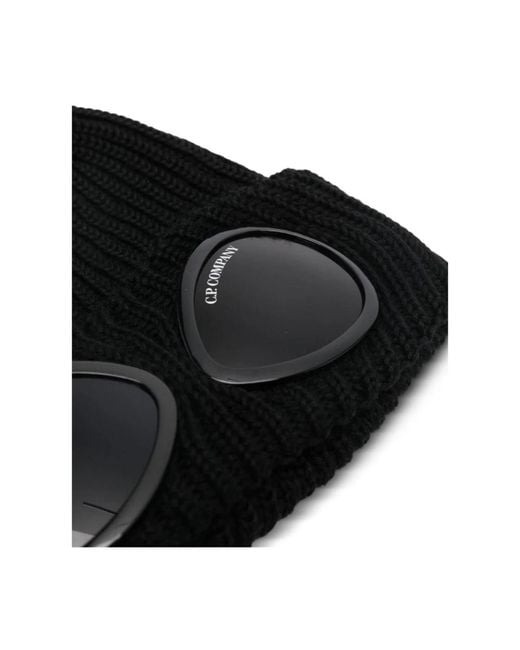 C P Company Zwarte Wollen Beanie Hoed Aw25 in het Black voor heren