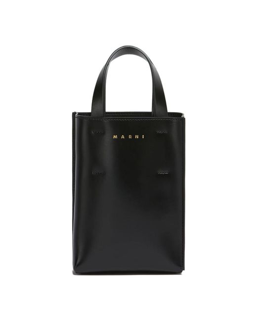 Marni Black Leder tote tasche mit innentasche,einkaufstasche aus kalbsleder mit innentasche