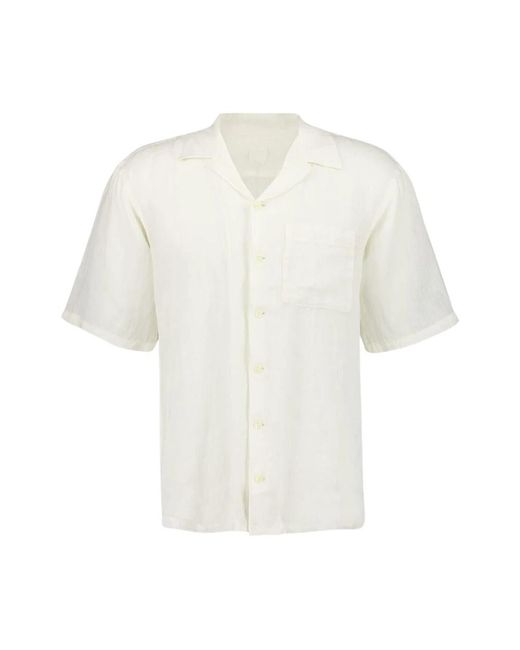 120% Lino White Short Sleeve Shirts for men