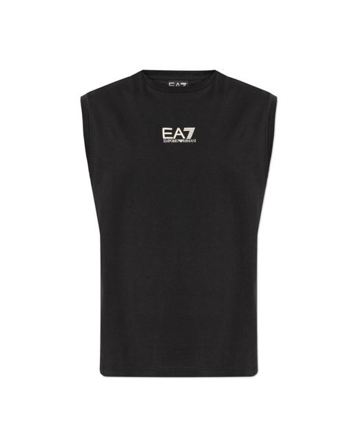 EA7 Tops ,Zwart ,Katoen T-Shirt Met Geborduurd Logo in het Black voor heren