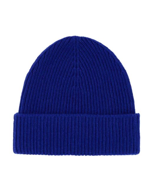 Burberry Accessoires ,Blauw ,Kasjmier Geribbelde Cashmere Beanie in het Blue