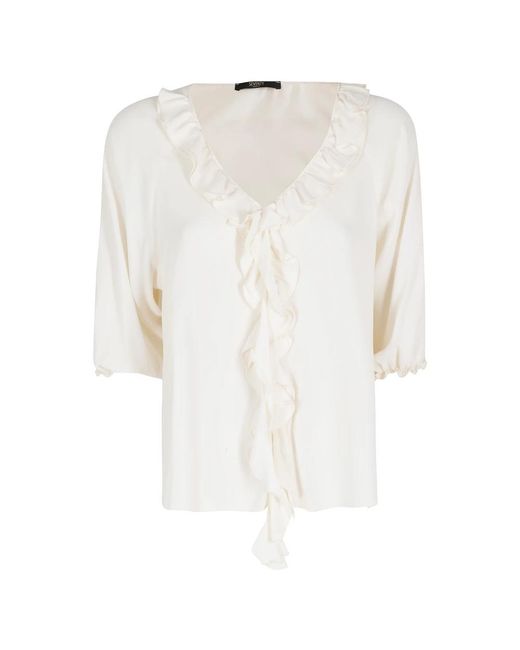 Seventy Overhemden ,Blouse Ruffles in het White