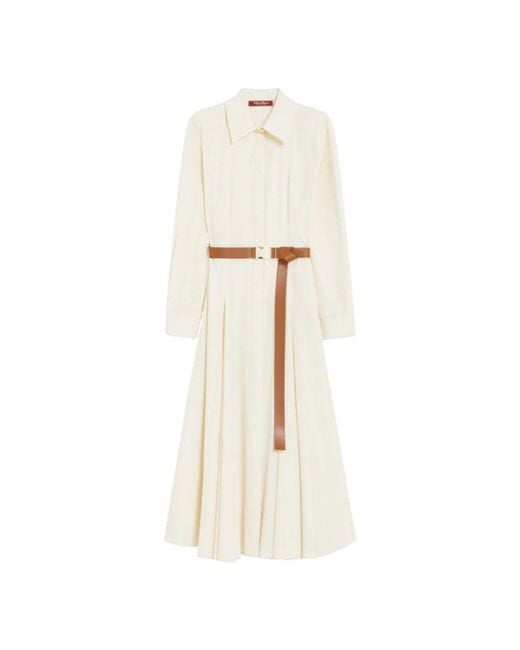 Max Mara White Langes Hemdkleid Aus Baumwollpopeline