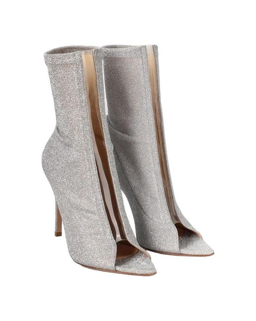 Gianvito Rossi Gray Offene Booties Schuhe Silber Glas