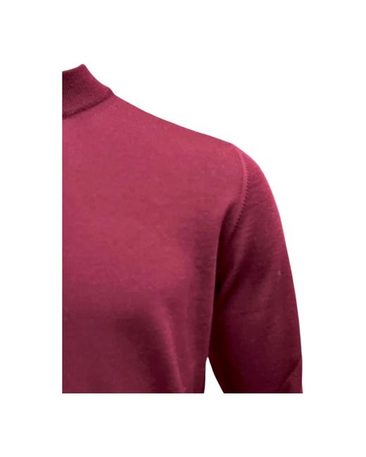 Roberto Collina Truien & Vesten ,Bruin ,Wol Merino Stehkragenpullover in het Red voor heren