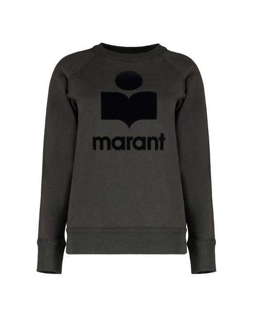 Isabel Marant Fluweel Logo Sweatshirt Geribbelde Randen in het Black