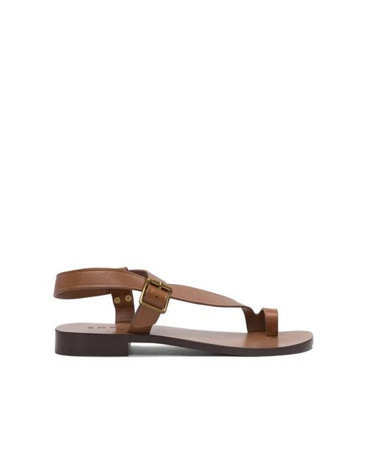 Soeur Brown Flat Sandals