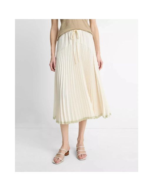 Vince Rokken ,Wit ,Polyester Geplooide Midi-Rok in het White