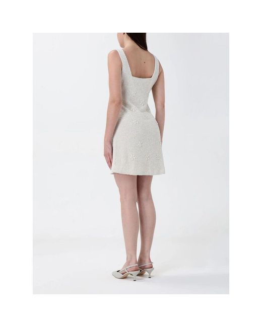 Staud White Elegantes Perlen Midi Kleid