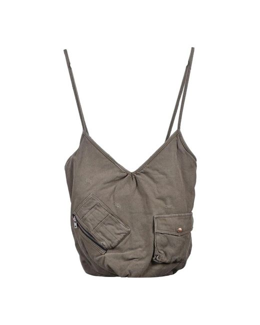 we11done Gray Baumwoll-Schultertasche