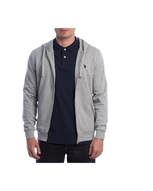 U.S. POLO ASSN. U. Polo Assn. ,Hoodies & Sweatvesten ,Grijs ,Katoen Hoodie Met Rits En Sportieve Erfgoed in het Blue voor heren