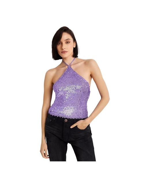 retroféte Purple Sleeveless Tops
