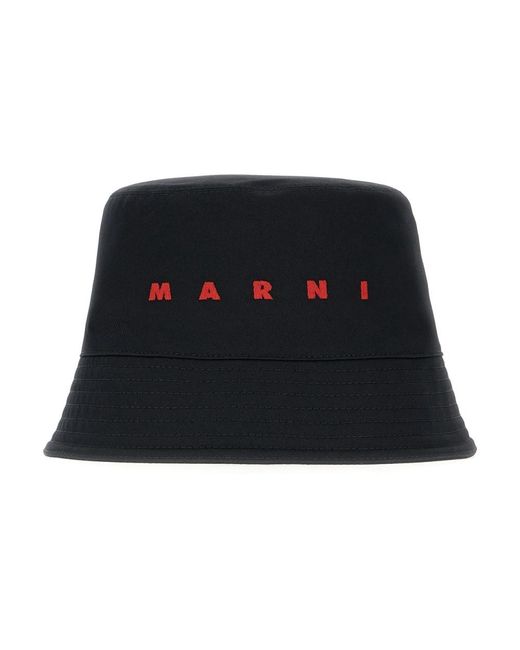 Marni Logo Bucket Hat in het Black voor heren