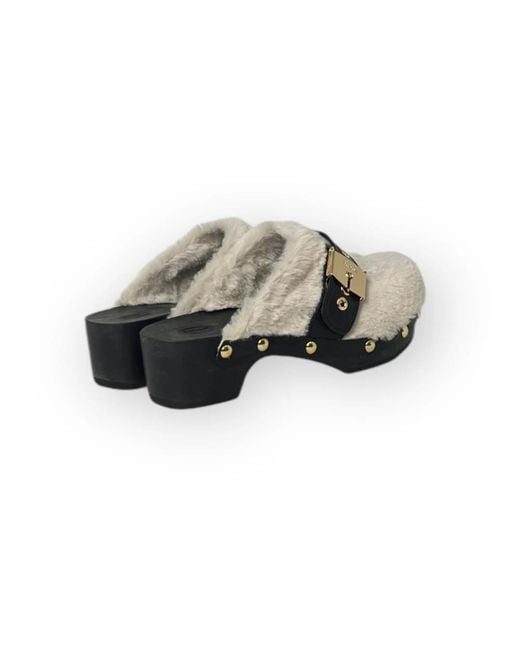 Scholl White Heeled Mules