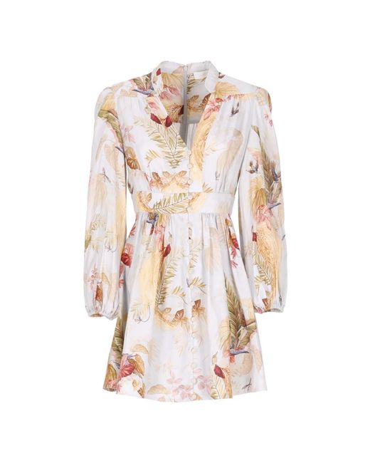 Zimmermann Ascension Plunge Mini Jurk in het Natural