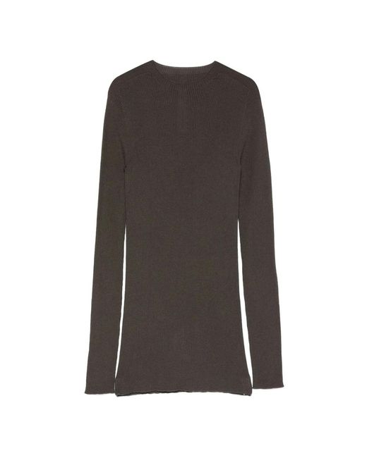 Rick Owens Donkere Stof Ribbel Rond Hals Top in het Brown voor heren