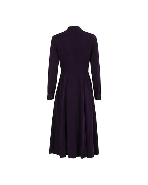 Aspesi Geribbelde Velvet Midi Jurk in het Blue