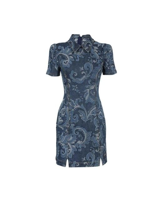 Versace Jeans Couture Blue Besticktes denim minikleid