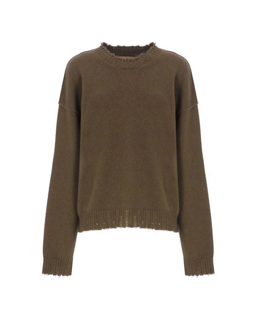 Uma Wang Green Grüner Kaschmirpullover Rundhalsausschnitt Lange Ärmel