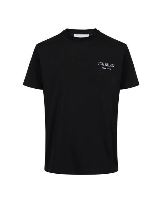 Iceberg Schwarzes klassisches regular-fit-jersey-t-shirt in Black für Herren
