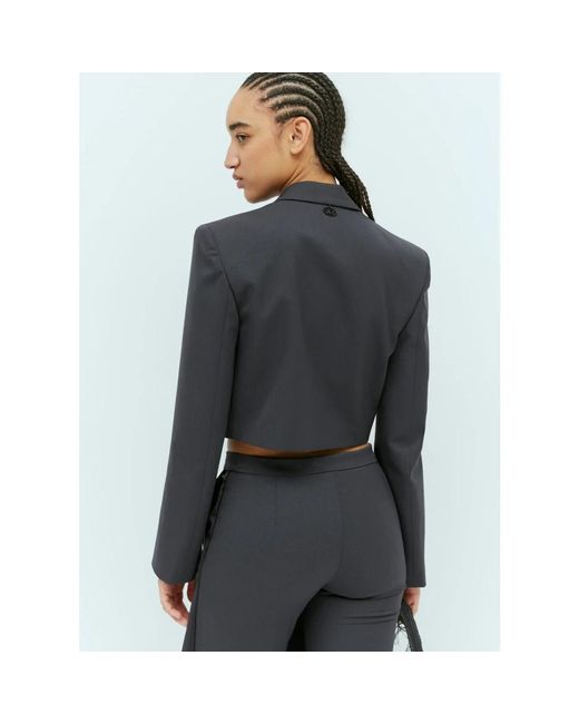 DIESEL Jassen ,Grijs ,Wol Tailored Crop Blazer in het Blue