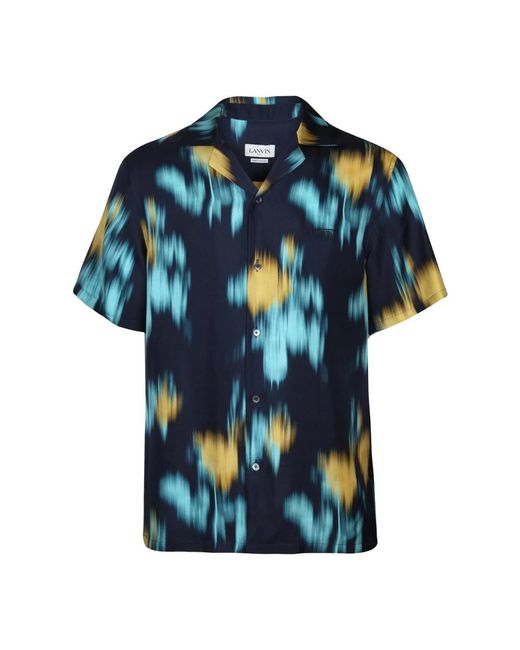 Lanvin Seidenhemd mit bowling-print in Blue für Herren