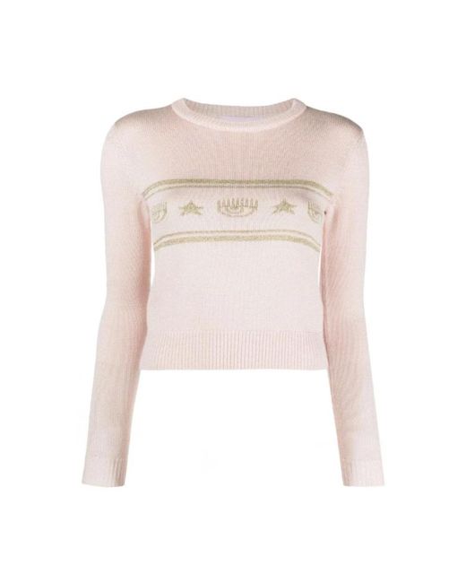 Chiara Ferragni Pink Round-Neck Knitwear