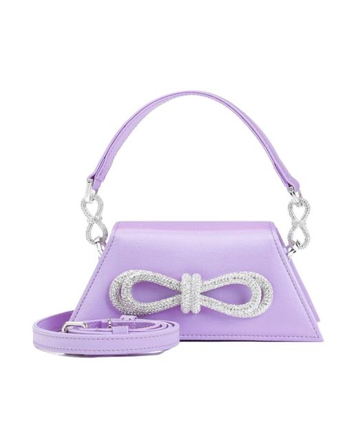 Mach mach double bow lavender crepe samantha handbag di Mach & Mach in Purple