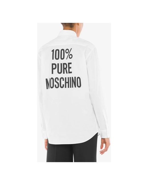 Moschino Baumwollhemd mit slogan-print in White für Herren